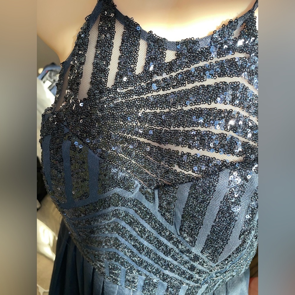 B Darlin Junior's Sequin t strap party holiday dress 11/12 Navy Blue - Picture 11 of 11